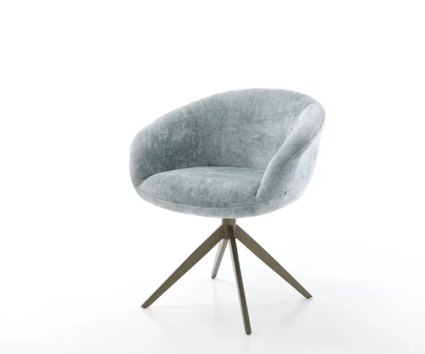 Drehstuhl Vinka-Flex mit Armlehnen Chenille Pastellblau Kreuzgestell breit Effektfinish Titan 360° drehbar Taschenfederkern
