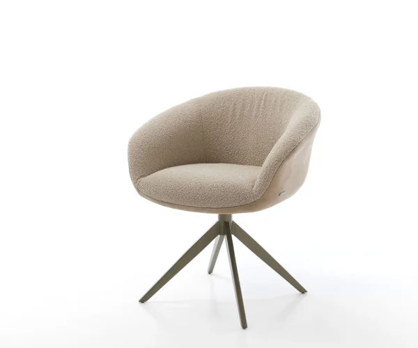 Drehstuhl Vinka-Flex mit Armlehnen Materialmix Schlamm Kreuzgestell breit Effektfinish Titan 360° drehbar Wippfunktion Taschenfederkern