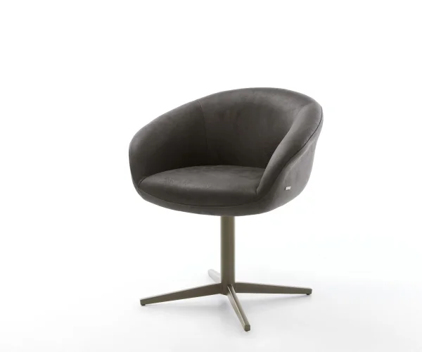 Drehstuhl Vinka-Flex mit Armlehnen Mikrofaser Anthrazit Vintage Fußkreuz Effektfinish Titan 360° drehbar Taschenfederkern