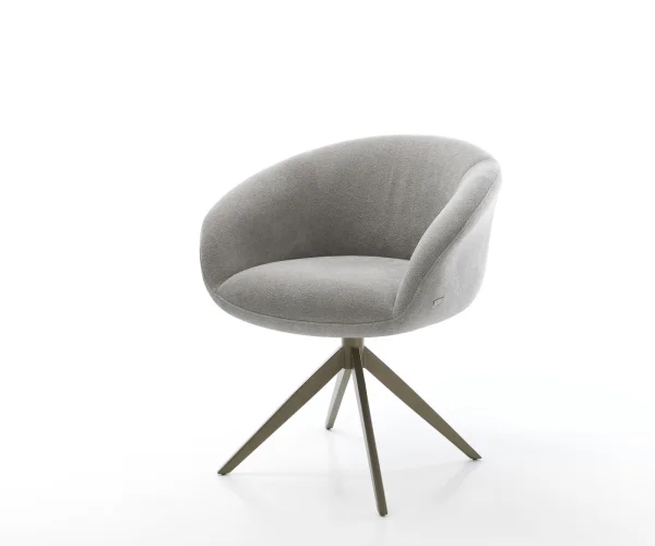 Drehstuhl Vinka-Flex mit Armlehnen Strukturstoff Soft Grau Kreuzgestell breit Effektfinish Titan 360° drehbar Wippfunktion Taschenfederkern