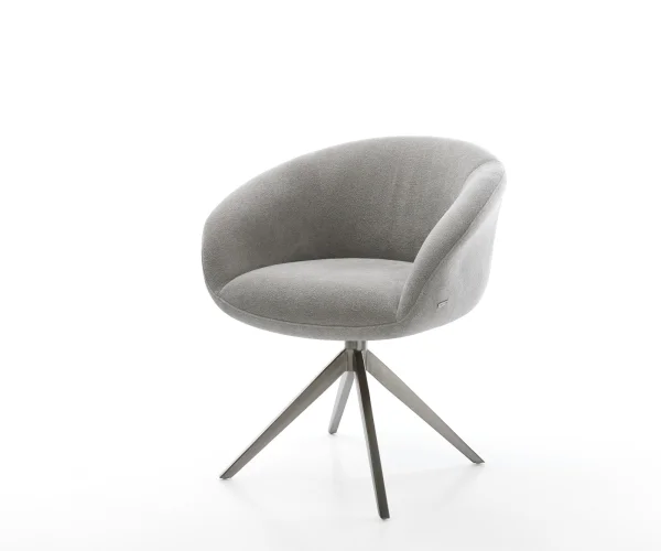 Drehstuhl Vinka-Flex mit Armlehnen Strukturstoff Soft Grau Kreuzgestell breit Graphit 360° drehbar Wippfunktion Taschenfederkern