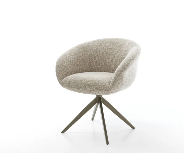 Drehstuhl Vinka-Flex mit Armlehnen Webstoff Soft Beige Kreuzgestell breit Effektfinish Titan 360° drehbar Wippfunktion Taschenfederkern