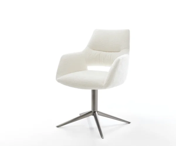 Drehstuhl Yago-Flex mit Armlehnen Bouclé Soft Beige Fußkreuz Graphit 360° drehbar Wippfunktion Taschenfederkern