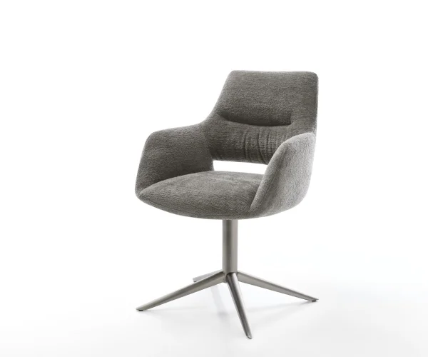 Drehstuhl Yago-Flex mit Armlehnen Bouclé Soft Schlamm Fußkreuz Graphit 360° drehbar Wippfunktion Taschenfederkern