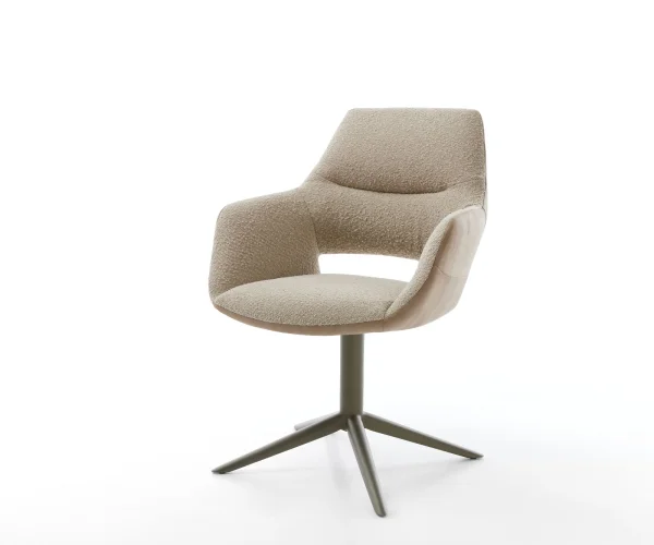 Drehstuhl Yago-Flex mit Armlehnen Materialmix Schlamm Fußkreuz Effektfinish Titan 360° drehbar Wippfunktion Taschenfederkern