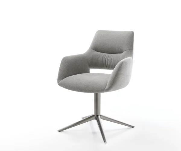 Drehstuhl Yago-Flex mit Armlehnen Strukturstoff Soft Grau Fußkreuz Graphit 360° drehbar Wippfunktion Taschenfederkern