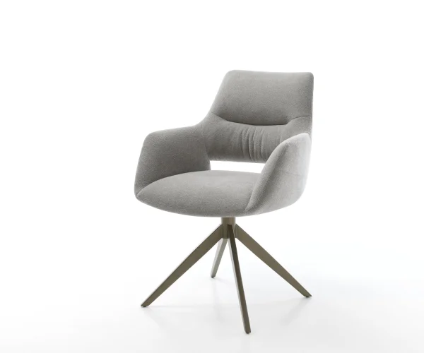 Drehstuhl Yago-Flex mit Armlehnen Strukturstoff Soft Grau Kreuzgestell breit Effektfinish Titan 360° drehbar Wippfunktion Taschenfederkern