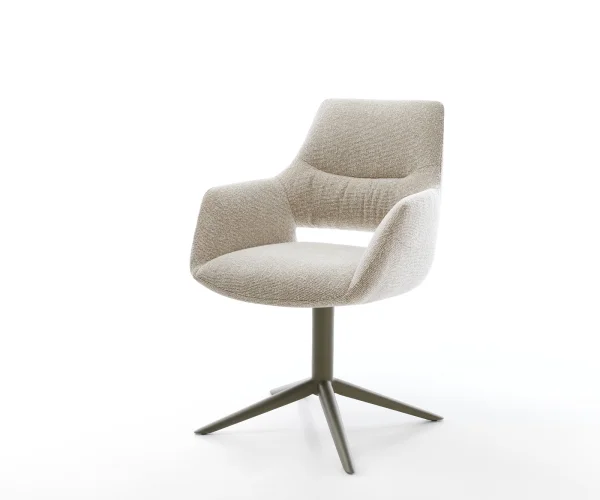 Drehstuhl Yago-Flex mit Armlehnen Webstoff Soft Beige Fußkreuz Effektfinish Titan 360° drehbar Wippfunktion Taschenfederkern
