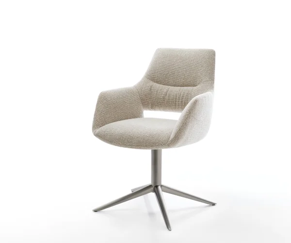 Drehstuhl Yago-Flex mit Armlehnen Webstoff Soft Beige Fußkreuz Graphit 360° drehbar Wippfunktion Taschenfederkern