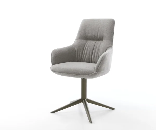 Drehstuhl Zelia-Flex mit Armlehnen Strukturstoff Soft Grau Fußkreuz Effektfinish Titan 360° drehbar Wippfunktion Taschenfederkern