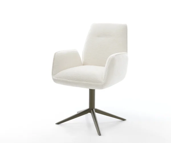 Drehstuhl Zoa-Flex Bouclé Soft Beige Fußkreuz Effektfinish Titan 360° drehbar Wippfunktion Taschenfederkern