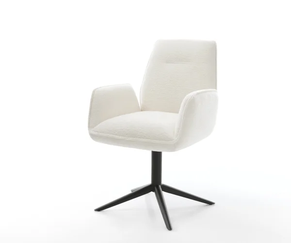 Drehstuhl Zoa-Flex Bouclé Soft Beige Fußkreuz Schwarz 360° drehbar Wippfunktion Taschenfederkern