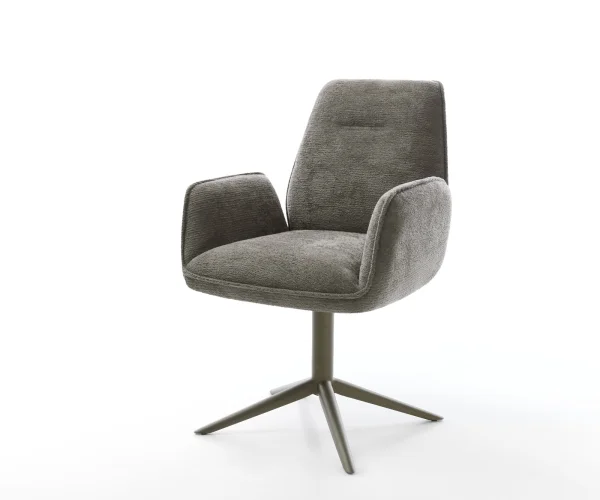 Drehstuhl Zoa-Flex Bouclé Soft Schlamm Fußkreuz Effektfinish Titan 360° drehbar Wippfunktion Taschenfederkern