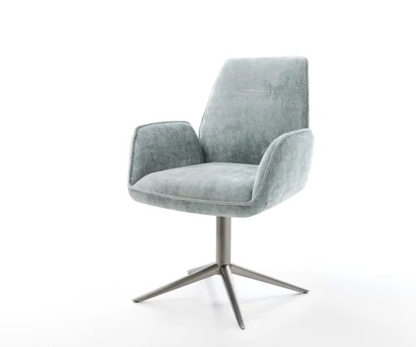 Drehstuhl Zoa-Flex Chenille Pastellblau Fußkreuz Graphit 360° drehbar Wippfunktion Taschenfederkern