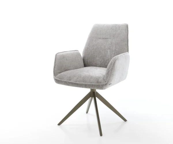 Drehstuhl Zoa-Flex Chenille Silbergrau Kreuzgestell breit Effektfinish Titan 360° drehbar Taschenfederkern