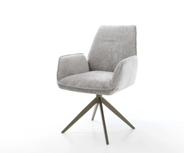 Drehstuhl Zoa-Flex Chenille Silbergrau Kreuzgestell breit Effektfinish Titan 360° drehbar Wippfunktion Taschenfederkern