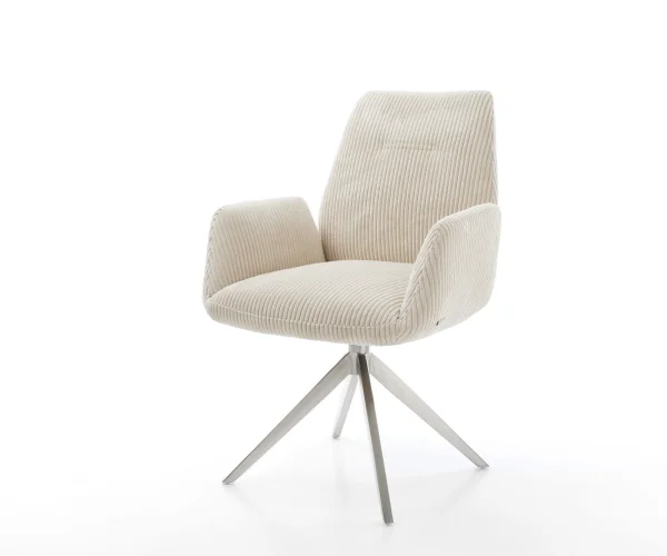 Drehstuhl Zoa-Flex Cord Beige Kreuzgestell breit Edelstahl 360° drehbar Wippfunktion Taschenfederkern