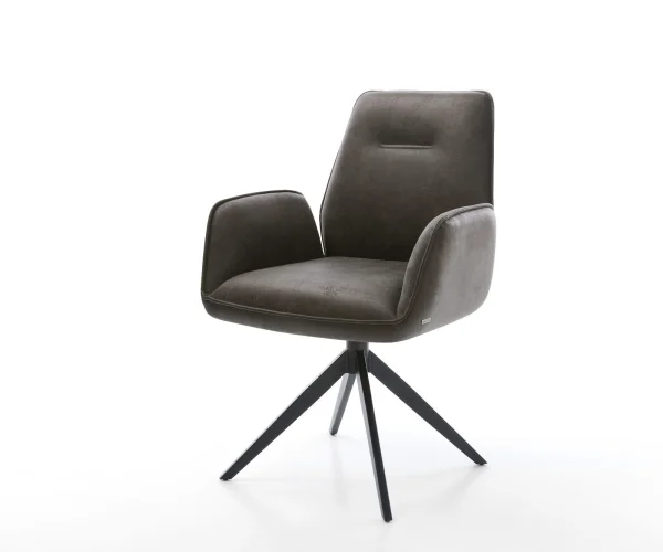 Drehstuhl Zoa-Flex Mikrofaser Anthrazit Vintage Kreuzgestell breit Schwarz 360° drehbar Wippfunktion Taschenfederkern