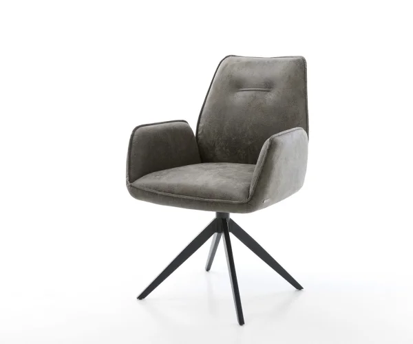 Drehstuhl Zoa-Flex Mikrofaser Grau Antik Kreuzgestell breit Schwarz 360° drehbar Wippfunktion Taschenfederkern