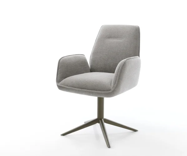 Drehstuhl Zoa-Flex Strukturstoff Soft Grau Fußkreuz Effektfinish Titan 360° drehbar Wippfunktion Taschenfederkern