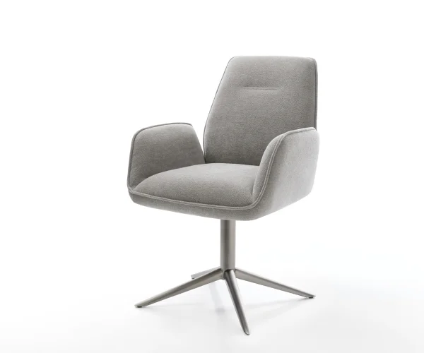 Drehstuhl Zoa-Flex Strukturstoff Soft Grau Fußkreuz Graphit 360° drehbar Wippfunktion Taschenfederkern