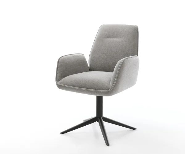 Drehstuhl Zoa-Flex Strukturstoff Soft Grau Fußkreuz Schwarz 360° drehbar Wippfunktion Taschenfederkern