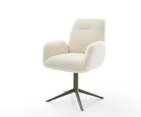 Drehstuhl Zoa-Flex Teddystoff Beige Fußkreuz Effektfinish Titan 360° drehbar Wippfunktion Taschenfederkern