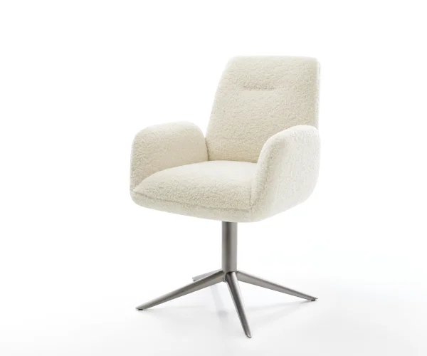 Drehstuhl Zoa-Flex Teddystoff Beige Fußkreuz Graphit 360° drehbar Wippfunktion Taschenfederkern