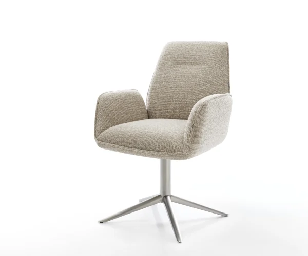 Drehstuhl Zoa-Flex Webstoff Soft Beige Fußkreuz Edelstahl 360° drehbar Wippfunktion Taschenfederkern