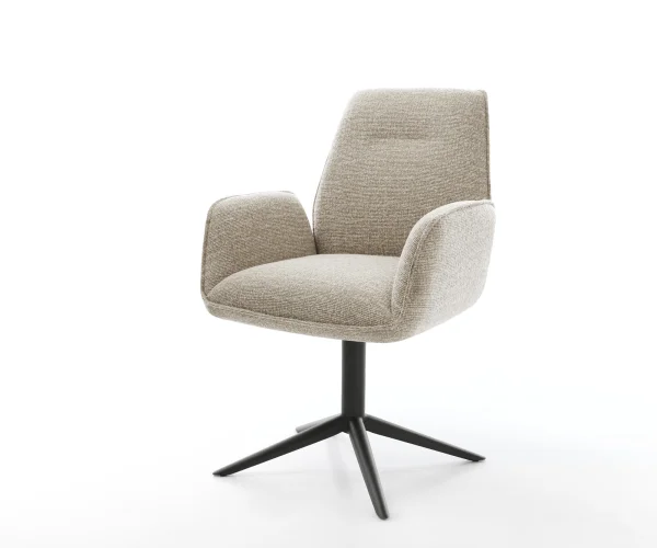 Drehstuhl Zoa-Flex Webstoff Soft Beige Fußkreuz Schwarz 360° drehbar Wippfunktion Taschenfederkern