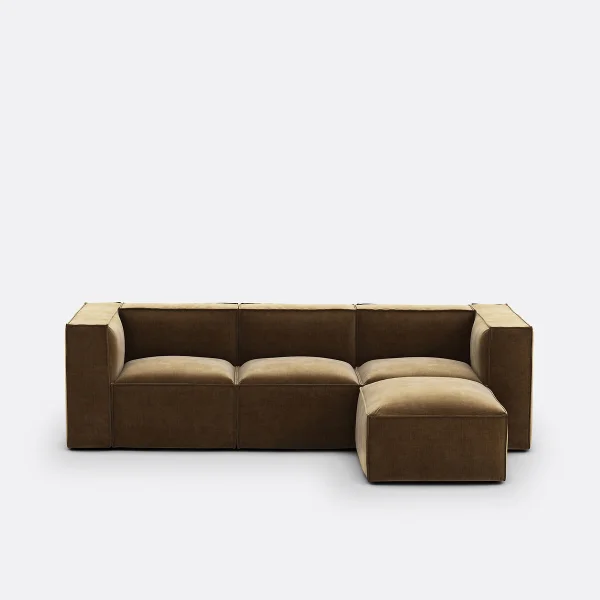 Dreisitzer-element Und Hocker Seven, Vintage-cordsamt