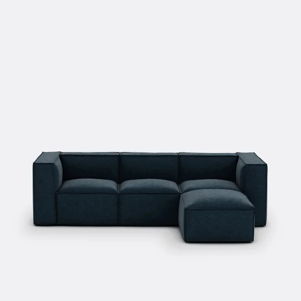 Dreisitzer-element Und Hocker Seven, Vintage-samt