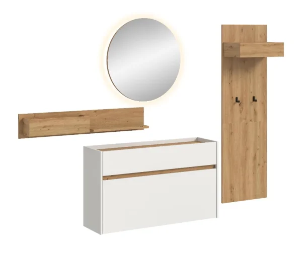 Drive Garderobenmöbel Set D1 inkl. Beleuchtung weiß.