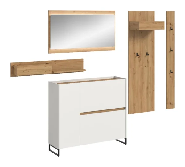 Drive Garderobenmöbel Set D2 inkl. Beleuchtung weiß.