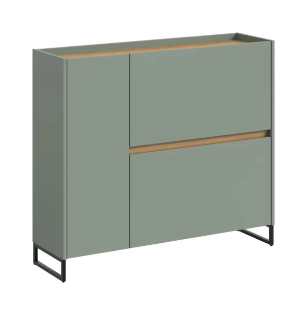 Drive Schuhschrank 1 Tür, 2 Klappentüren Salbeidekor.