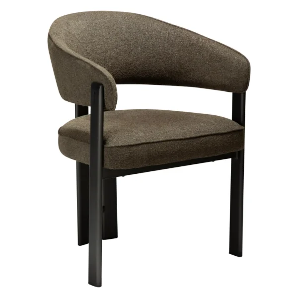 Duct Esszimmerstuhl mit Armlehnen Bouclé dunkelgrün.