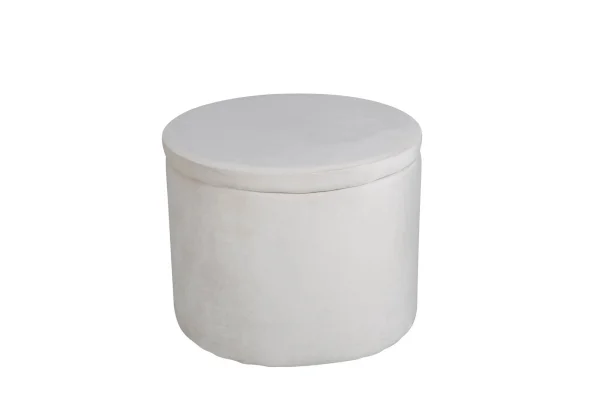 Dunken Pouf, Hocker mit Aufbewahrung Ø51cm Velour beige.