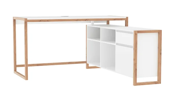 Eck-Schreibtisch Artisan Eiche weiß 139 x 139 cm - DENVER