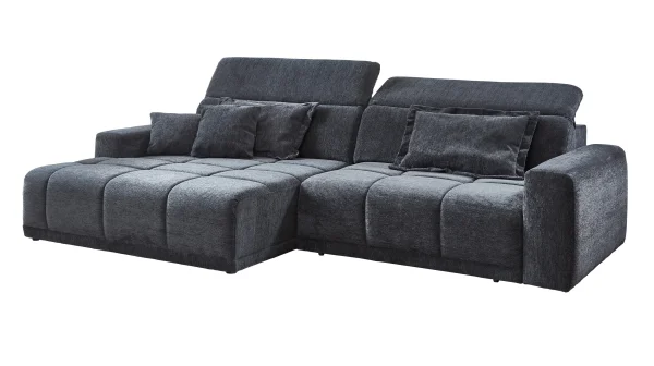 Ecksofa anthrazit - 288 x 176 cm - Sitztiefenverstellung - OT links - BROOK