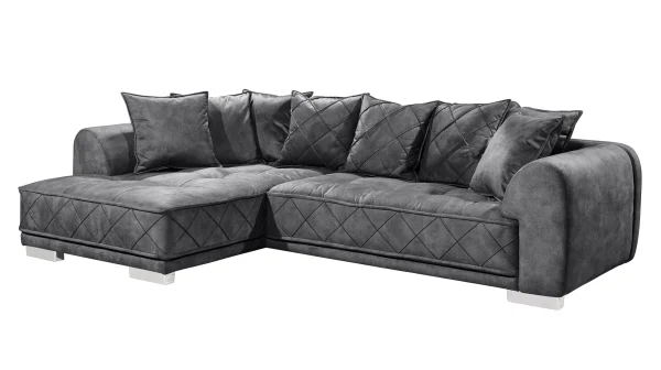 Ecksofa anthrazit 319 x 194 cm mit Kissen - SENTINA