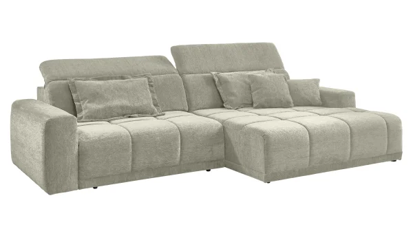 Ecksofa beige - 288 x 176 cm - Sitztiefenverstellung - OT rechts - BROOK