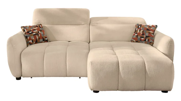 Ecksofa beige ausziehbar mit Relaxfunktion 260 x 191 cm - ZOOM