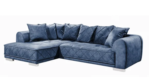 Ecksofa blau 319 x 194 cm mit Kissen - SENTINA