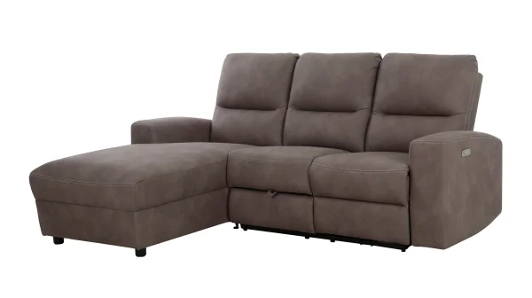 Ecksofa braun 216 x 156 cm mit Relaxfunktion Federkern - PALINA