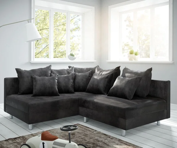 Ecksofa Clovis Anthrazit Antik Optik Ottomane Links Modulsofa