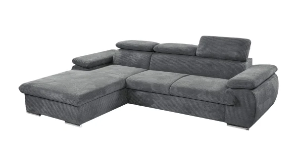 Ecksofa Cord anthrazit Schlaffunktion Bettkasten 284 x 196 cm - CINDY