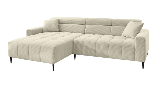 Ecksofa Cord beige - 256 x 180 cm - SIMPLE