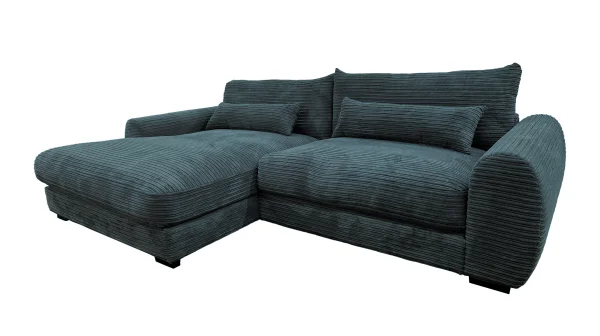 Ecksofa Cord blau 265 x 180 cm - OT links - MARK