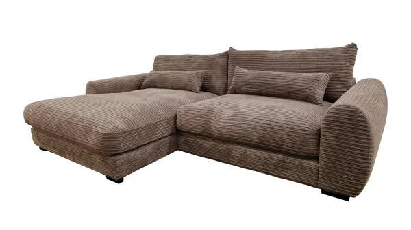 Ecksofa Cord braun 265 x 180 cm - OT links - MARK