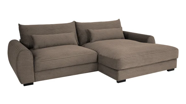 Ecksofa Cord braun 265 x 180 cm - OT rechts - MARK